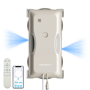 Robot do mycia okien Liectroux G8, szybkie prostoliniowe wycieranie, dwukierunkowe rozpylanie wody, ultracienki czyściciel okien, elektryczny zmywacz szyb, mop suchy & mokry, bioniczna wycieraczka do 4 krawędzi & 4 narożników, bez pominiętych miejsc
